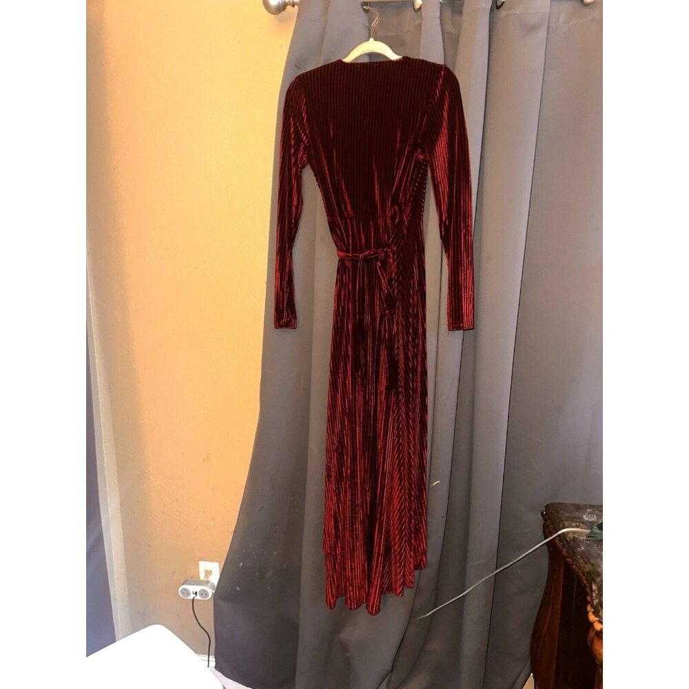 Baltic Born Small Jada Wrap Maxi Dress Velvet Ribbed Long Sleeve Mulberry NWT - Picture 4 of 4